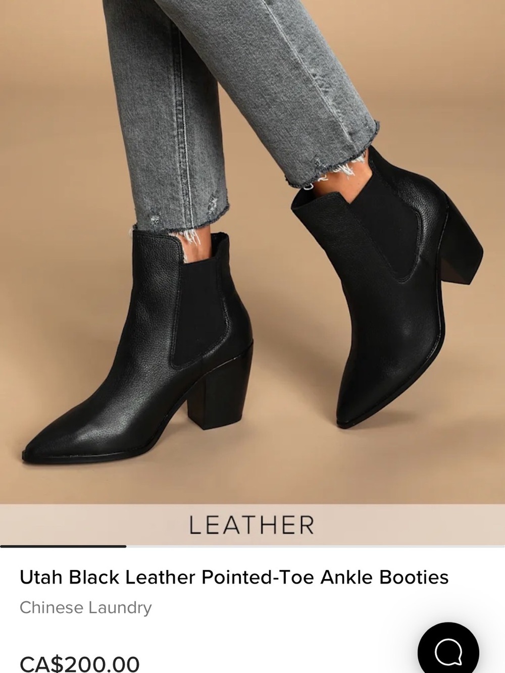 Chinese Laundry Black Pointed-Toe Leather Ankle Booties